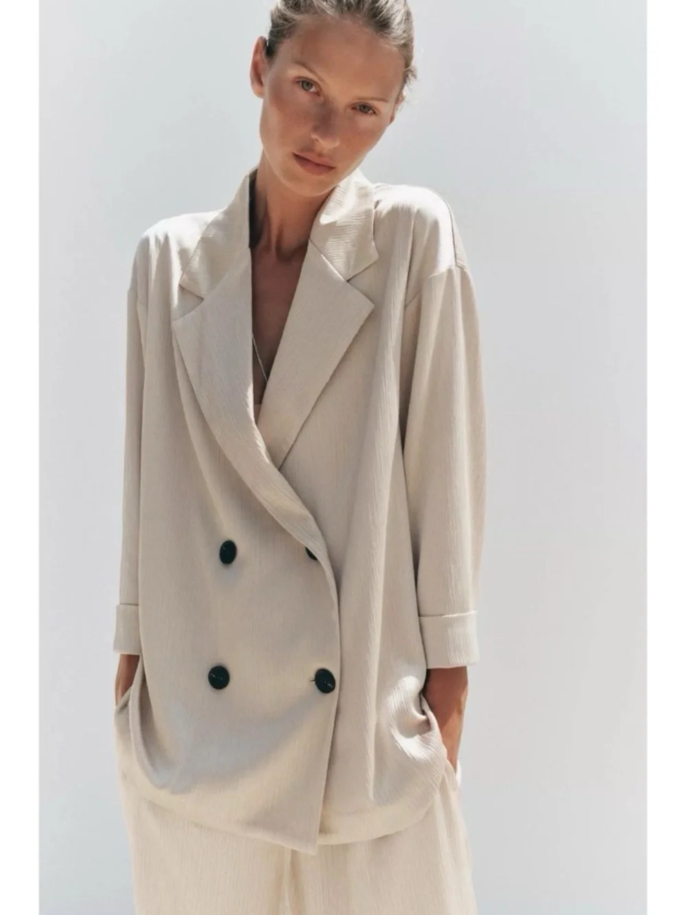 ZARA Oversized Crinkle Blazer - Picture 1 of 10